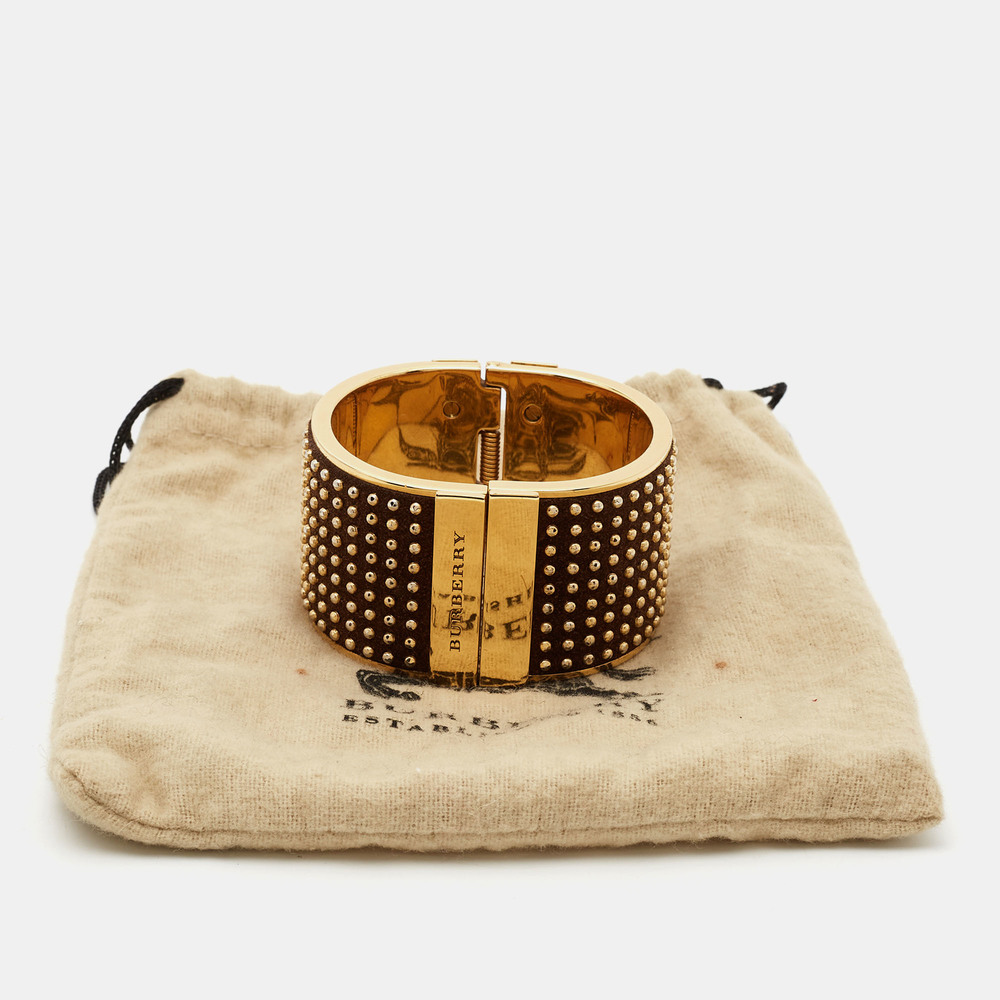 BURBERRY Studded Suede Gold Tone Bracelet - Picture 6 of 6
